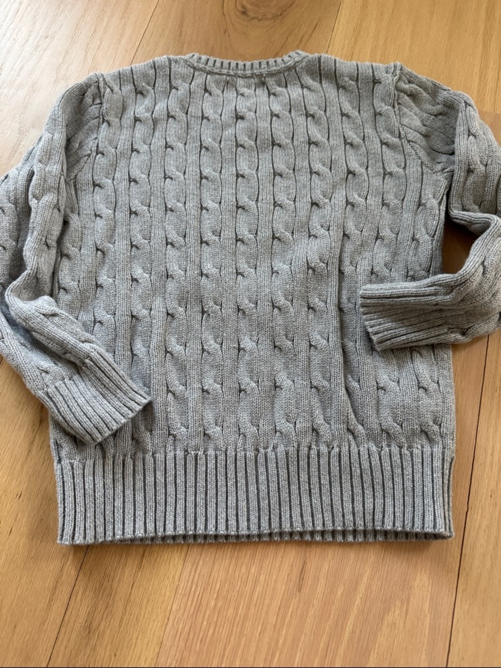 Polo Ralph Lauren Kids Size 7 Light Gray Cable Crewneck Sweater - Picture 5 of 5